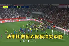 场外扔水瓶，法甲球员与球迷爆发冲突，比赛被迫腰斩图片