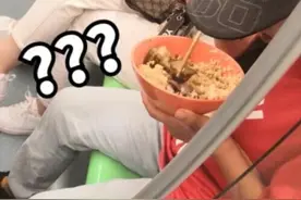 女子在地铁上捧着大碗吃猪脚饭，上海地铁：车厢内不得饮食图片