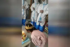 加急准备了一个蛋糕！暖心“大白”为封闭社区6岁女孩送来生日惊喜图片