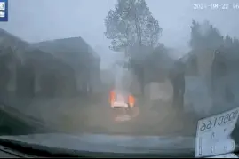 大雨中，男子触电瞬间倒地！他脱掉上衣冲了上去……图片