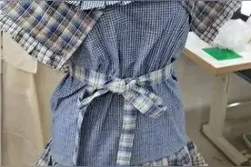 1米85的男生一针一线用老布缝lo裙，好看图片