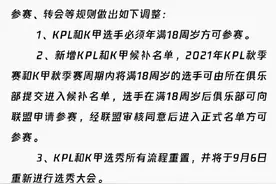 KPL、K甲调整参赛年龄限制：选手必须年满18周岁方可参赛图片