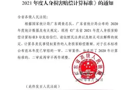 广东高院公布《广东省2021年度人身损害赔偿计算标准》图片
