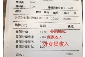 外卖小票显示美团高额抽佣 信网调查最高可达30%图片