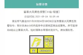 雷暴大风黄色预警！今夜起，淮安又有大雨，部分地区暴雨！图片