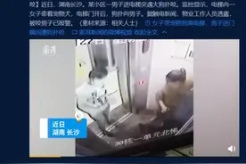 女子带宠物狗乘电梯，男子进门瞬间遭狗扑咬图片