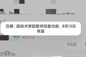 豆瓣暂停回复与留言功能，称是“技术原因”图片
