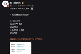 荣耀X20 Max入网：天玑1100+6000mAh电池图片