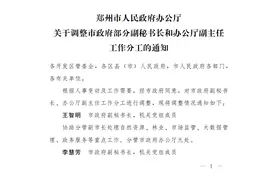 郑州调整市政府部分副秘书长和办公厅副主任工作分工图片
