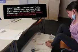 比利时女子天生没有手臂 能用脚做饭化妆照顾女儿图片