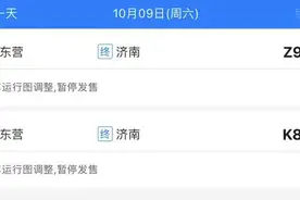 因列车运行图调整 东营往返济南方向列车车票临时停售图片