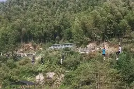 湖南一景区大风吹偏钢丝绳，6名游客悬挂高空五六分钟后被解救图片