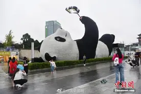 大——可爱！四川12米高自拍大熊猫雕塑图片