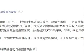 一游客在上海迪士尼创极速光轮等候区排队时突然昏倒，抢救无效身故图片