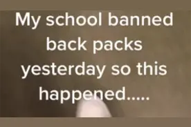 美国一学区因枪支威胁开启“背包禁令”，学生们开始“各显神通”图片