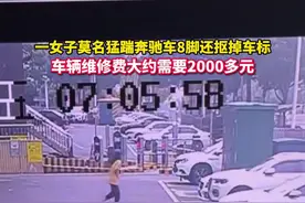 长沙一女子莫名猛踹奔驰车八脚还抠掉车标，车主已报警图片
