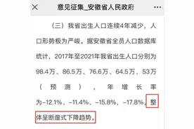出生人口“整体呈断崖式下降趋势”，安徽出大招了图片