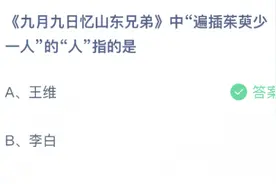 九月九日忆山东兄弟中遍插茱萸少一人的人指的是谁？蚂蚁庄园10月14日答案图片