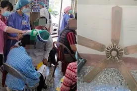 吊扇突然从天花板掉落 两女子等待接种疫苗时被砸到头图片