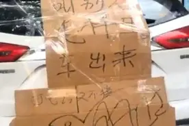 男子乱停车堵路40分钟 结果车尾被贴“大乌龟”图片