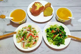 两口子极简晚餐，没有米没有肉，连吃一周，腰细了，身体也轻巧了图片