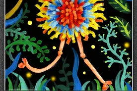 儿童画教程｜综合材料创意美术《我为小鸵鸟穿花衣》图片