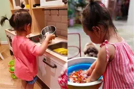 朱丹3岁女儿独立能力真强，洗碗、扫地全能，明星孩子都在做家务图片