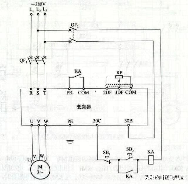 变频器外接电位器和启动开关的接线图（变频器按钮启动通用接法）