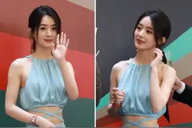 赵丽颖不光练出拉丝胸，这次又靠巴掌腰、马甲线把自己顶上热搜图片