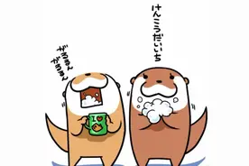 见过水獭秀恩爱吗，萌的不要不要的图片