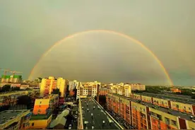 抬头看！短暂降雨后，双彩虹现身北京天空图片