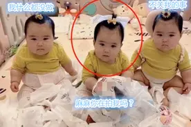三胞胎姐妹“纸巾大战”，家里一片狼藉，网友：3倍战力远超二哈图片