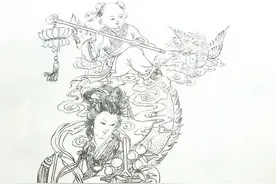 高清 白描 观音神仙宝相！56幅！喜欢的收藏图片