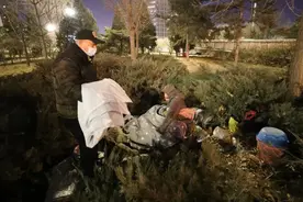 北京零下18°，他们发现有人露宿在冬青树丛内图片