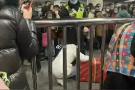 嫌女儿吵闹影响行进速度，女子赶火车将女儿塞进行李箱图片