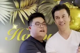 "丁力"吕良伟为儿子庆生，19岁身材肥润，网友：基因没选好图片