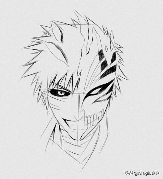 超详细步骤教你手绘一张死神黑崎一护 这眼神太帅气了