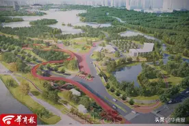 “三河一山”绿道起点广场：景观飘桥链接西安古灞桥遗址与世博园，在此可“听水、赏花、观鸟”图片