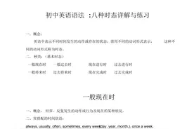 初中英语语法-八种时态详解与练习图片