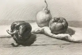 「静物素描」蔬果组合细节刻画详解，分步骤教学，每一步都很重要图片