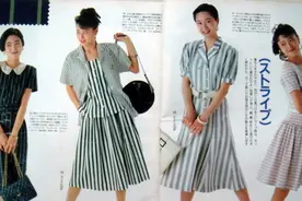 美女时尚套装和短袖翻领长裙等纸样裁剪图图片