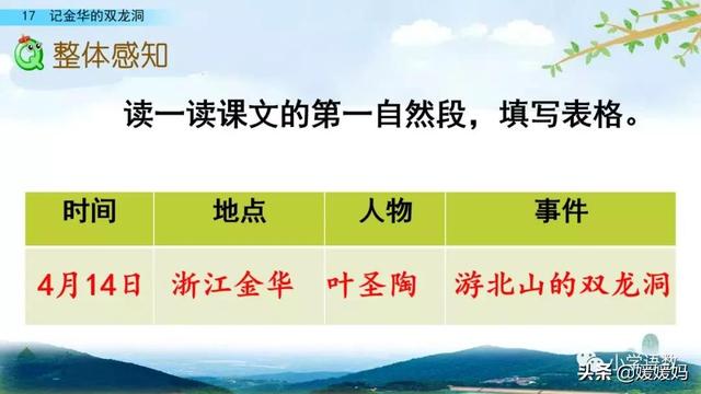 四年级下册语文第17课《记金华的双龙洞》图文详解及同步练习