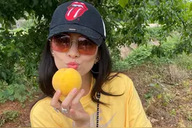 章子怡一家四口进山摘桃，大女儿高过章子怡，小女儿名牌鞋抢镜图片
