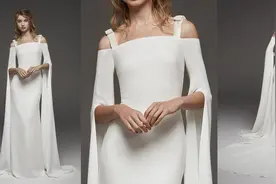 西班牙Pronovias高定婚纱，女神系绸缎剪裁，曼妙花枝图片