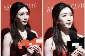 江疏影的牛奶肌是真实存在的吗？一袭红裙肤色白皙，不愧是女明星图片
