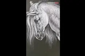 这马是他用粉笔画的，网友：舍不得擦黑板图片