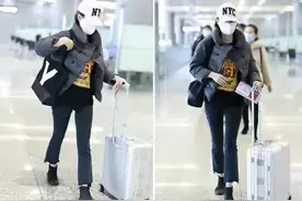 马伊琍罕见走机场！上穿棉袄下面露脚脖，44岁老阿姨打扮真洋气图片