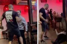 顶级拳王酒吧打架过程被拍下，一秒KO一个，还称是自卫图片