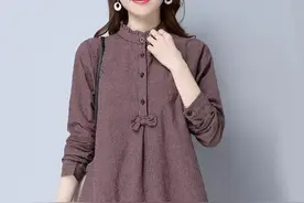 妈妈穿上女人棉麻衬衫宽松大码雪纺短袖上衣，再也没有人说她老了图片