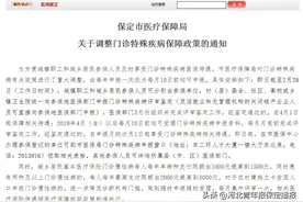 保定门诊特殊疾病政策重大调整！申报时间、支付限额都有变化……图片